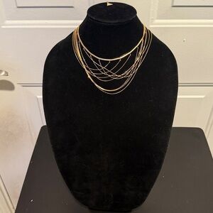 Serefina Statement Necklace gold tone criss-cross Anthropologie